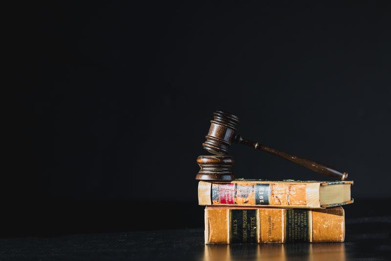 gavel on law books